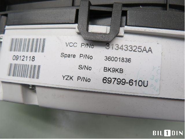 Instrumentpanel til Volvo V70 2007-2013 (Type III, Fase 1)  (VOLVO|36002598||31343325AA)