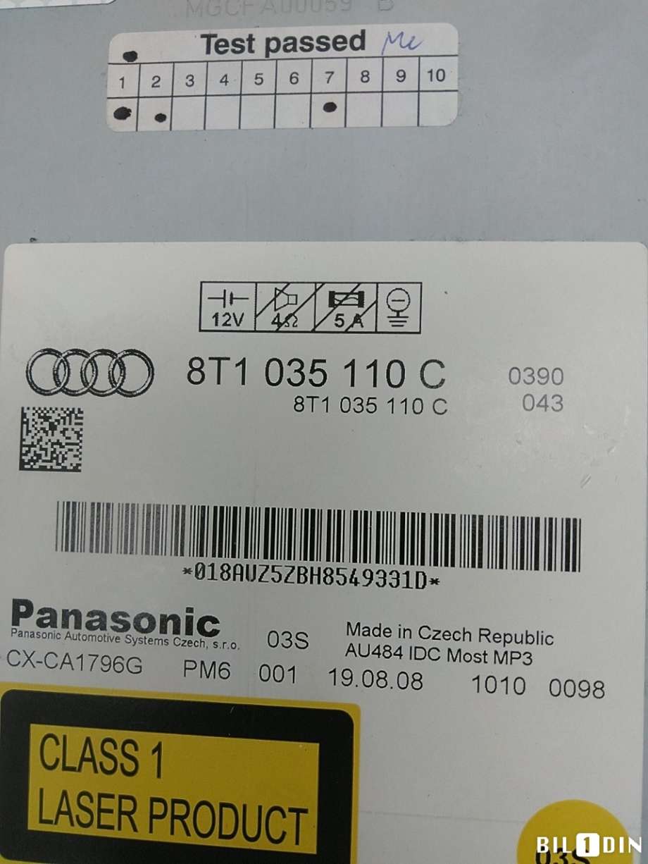Bilstereo til Audi A5 2007-2016 (Type I)  (AUDI|8T1057110CX||8T1035110C)