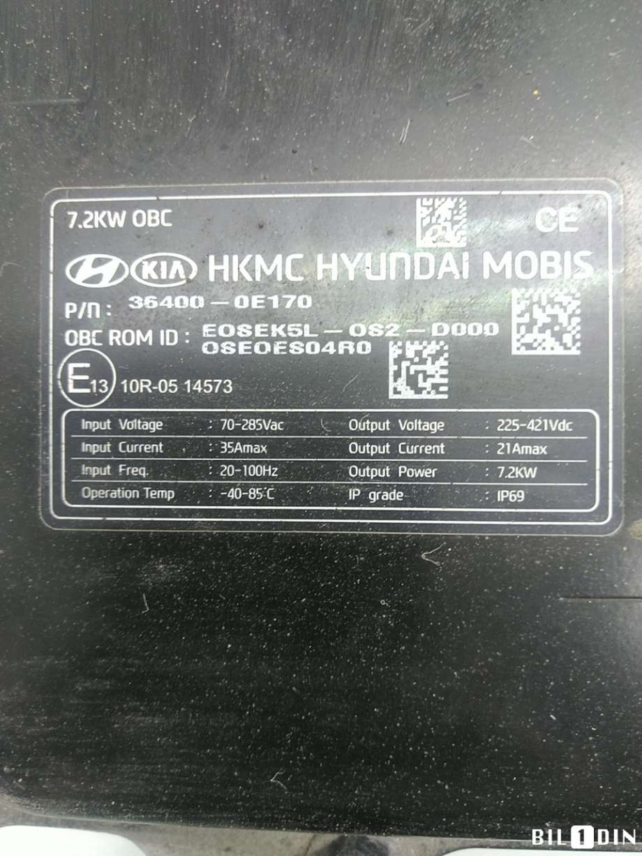 Batterilader (OBC - On Board Charger) til Hyundai Kona 2017-2021 (Type I, Fase 1)  (HYUNDAI|364000E170|)