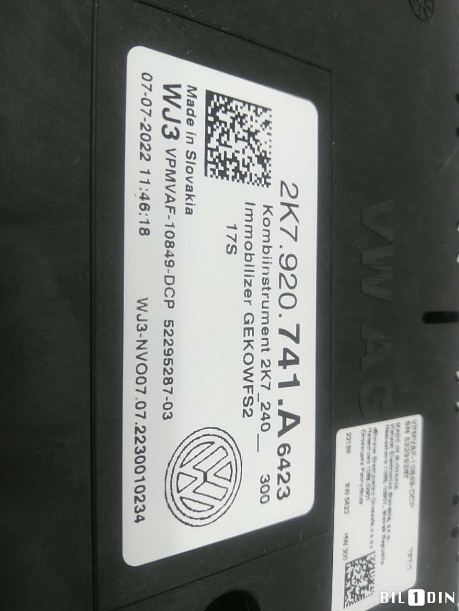 Instrumentpanel til VW Caddy 2020-->> (Type IV)  (VOLKSWAGEN|2K7920741A|)
