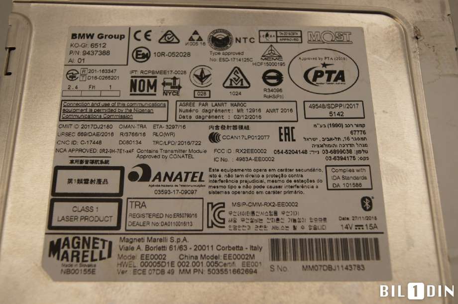 Bilstereo diverse til BMW 2-Serie 2014-2021 (F22/F23) (F22/F23) (BMW|65125A7A160||9437388)