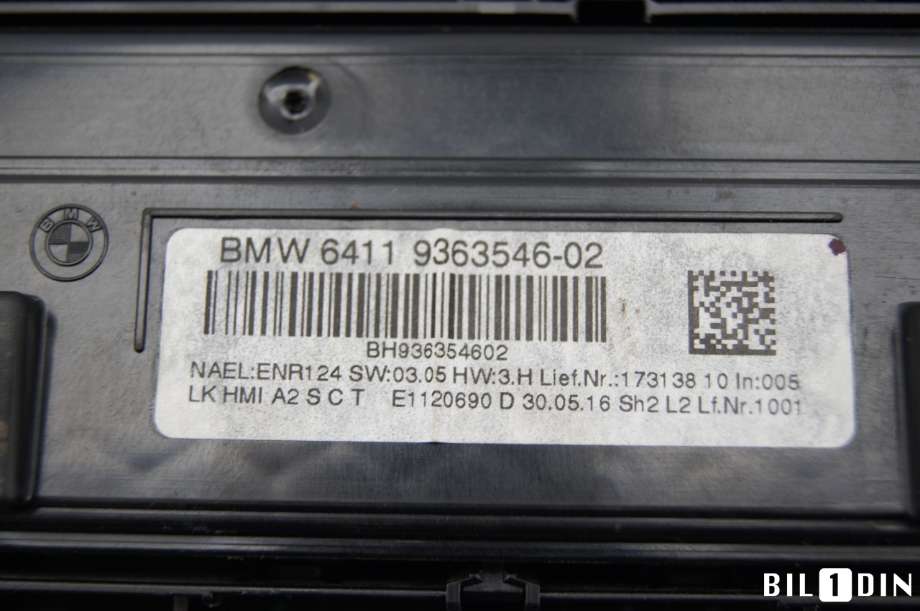 Varmeapparat betjening til BMW 3-Serie 2012-2018 (F30/F31/F34) (F30/F31/F34) (BMW|64119363546|)