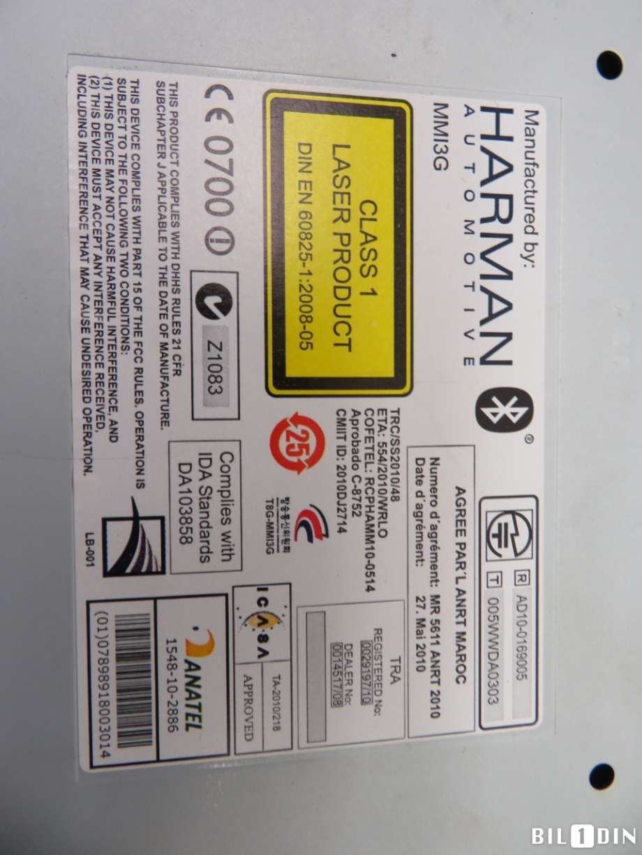 Bilstereo til Audi A4 2007-2014 (Type IV) (B8) (B8) (AUDI|8R1035652A|)
