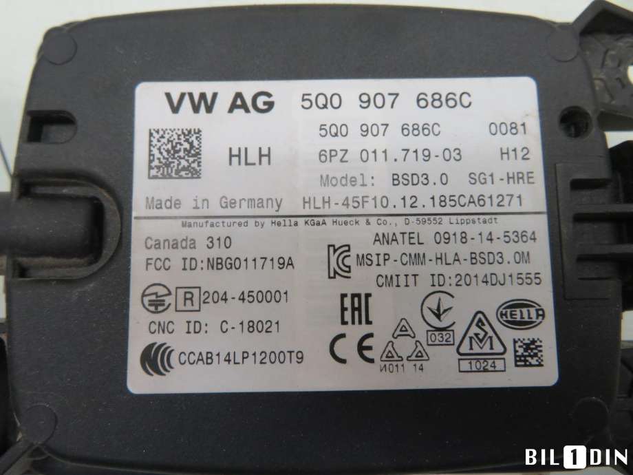 Sensor radar til VW e-Golf 2017-2020 (Fase 2)  (VOLKSWAGEN|5Q0907686C|)