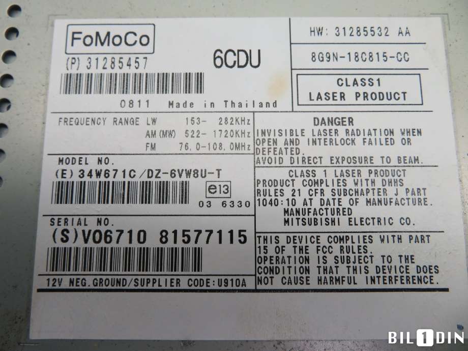 Bilstereo til Volvo XC70 2008-2013 (Type II, Fase 1)  (VOLVO|36050930|)