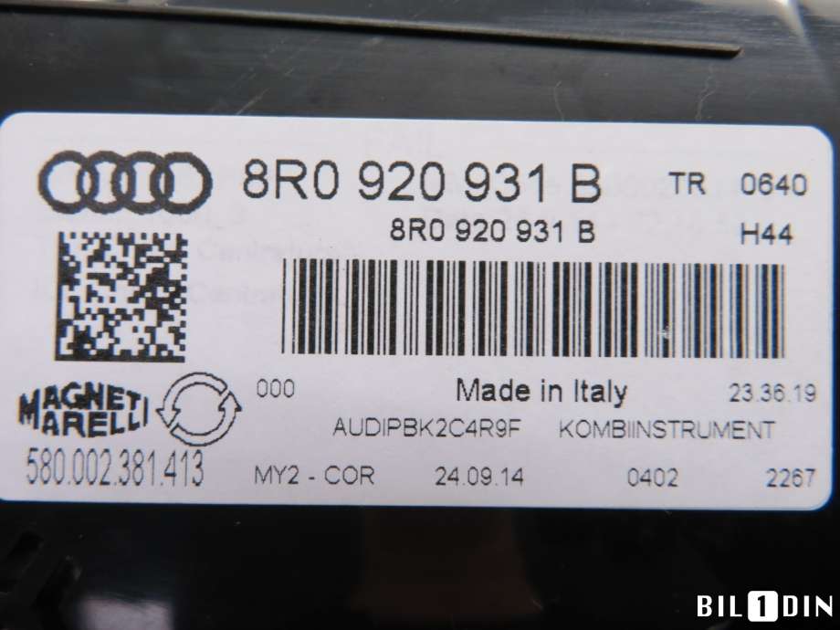 Instrumentpanel til Audi Q5 2012-2017 (Type I, Fase 2)  (AUDI|8R0920931B|8R0920931BX|)