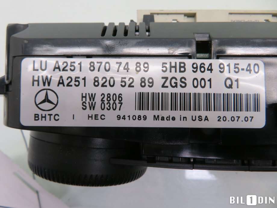 Varmeapparat betjening til Mercedes R-Klasse 2006-2013 (W251) (W251) (MERCEDES|A2518707489|)