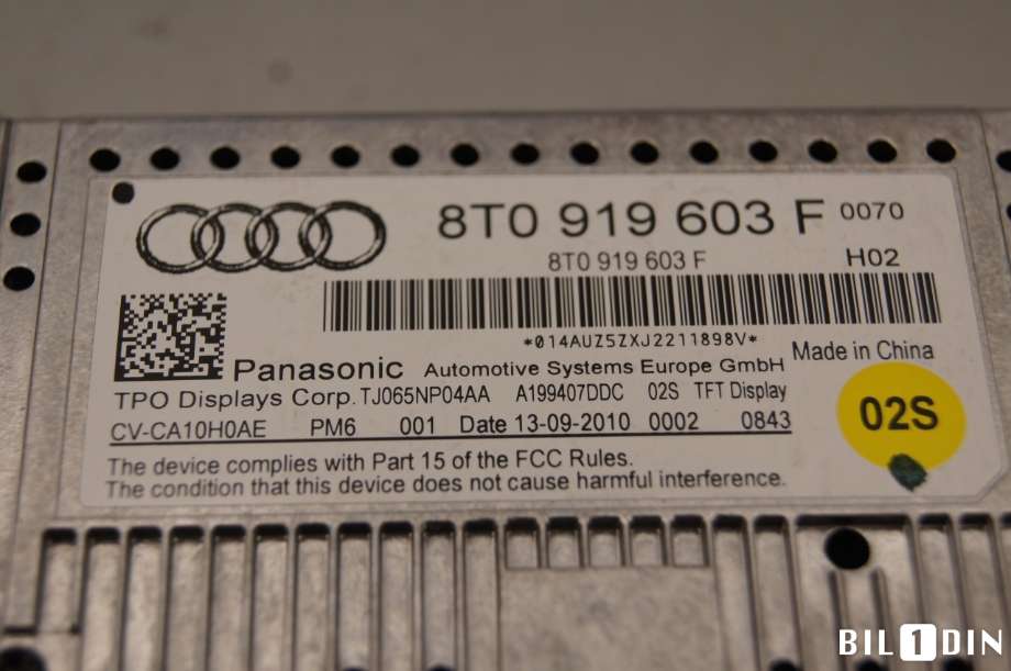 Instrument kjørecomputer til Audi A4 2007-2014 (Type IV) (B8) (B8) (AUDI|8T0057603G||8T0919603F)