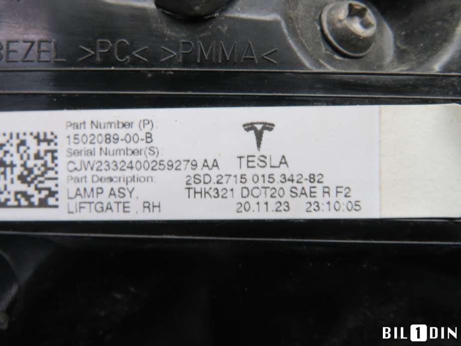 Baklykt høyre indre til Tesla Model Y 2021-2024 (Type I)  (TESLA|150208900B|)