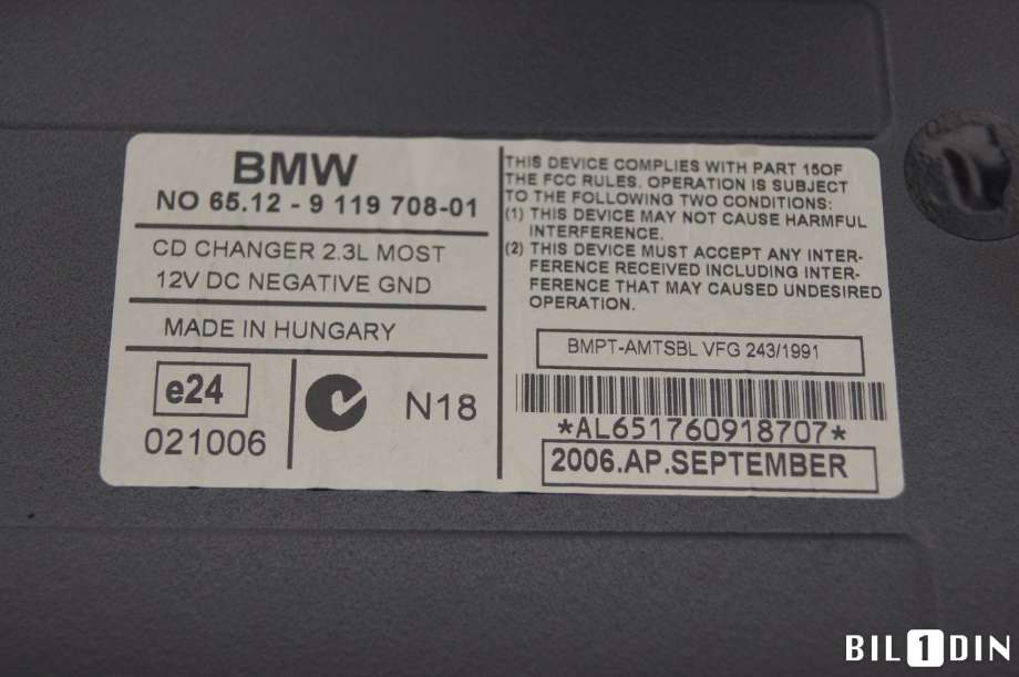 Bilstereo CD-veksler til BMW 7-Serie 2000-2008 (E65/E66/E67/E88) (E65/E66/E67/E88) (BMW|65129119708|)