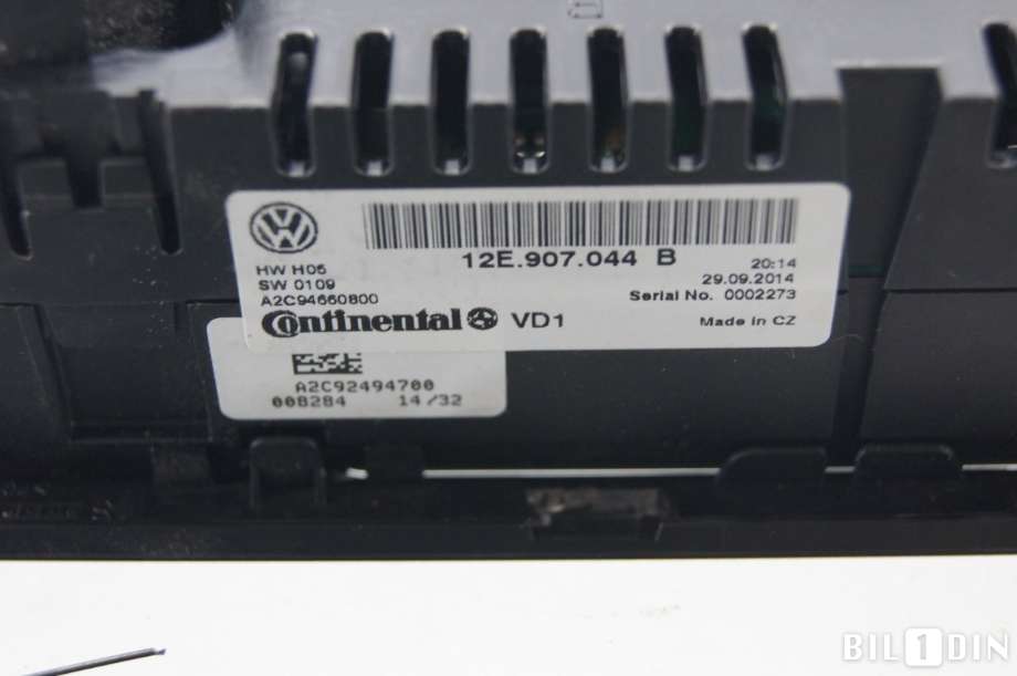Varmeapparat betjening til VW E-Up 2013-2019  (VOLKSWAGEN|12E907044B|)