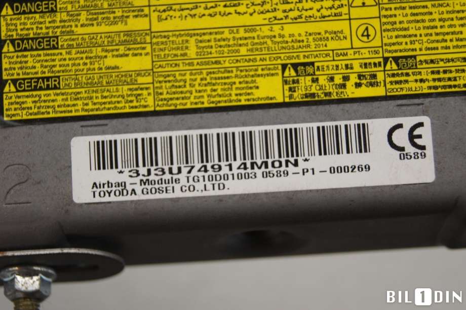 Airbag kne til Toyota Yaris 2014-2020 (Type III, Fase 2)  (TOYOTA|739000D031C1|TG10D01003|)