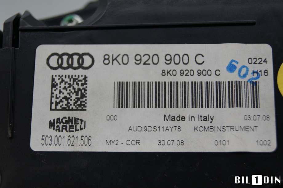 Instrumentpanel til Audi A4 2007-2014 (Type IV) (B8) (B8) (AUDI|8K0920900D|8K0920900DX|8K0920900C)