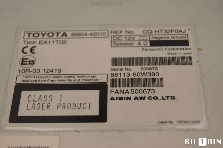 Bilstereo til Toyota RAV4 2013-2015 (Type IV, Fase 1) (TOYOTA|8680442010|CQ-HT32F0AJ|)