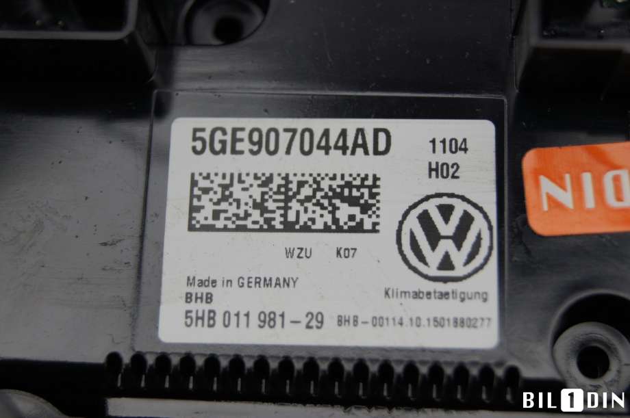 Varmeapparat betjening til VW e-Golf 2014-2017 (Fase 1) (VOLKSWAGEN|5GE907044AD|)