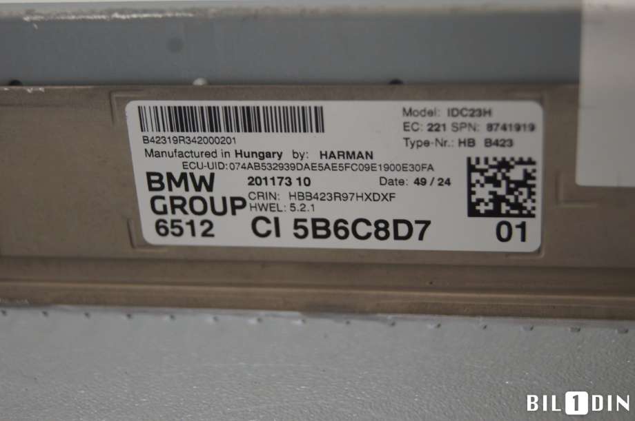 Bilstereo til BMW iX 2021-->> (I20) (I20) (65125B71303||65125B6C8D7)