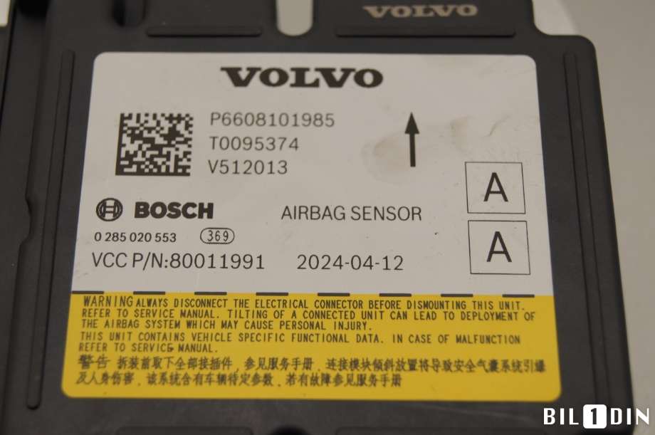 Airbag elektronikk til Volvo EX30 2023-->>  (VOLVO|80011991|0285020553|)