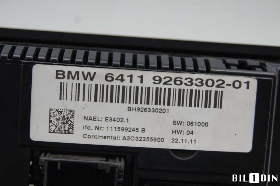 Varmeapparat betjening til BMW 3-Serie 2005-2011 (E90/E91/E92/E93) (E90/E91/E92/E93) (BMW|64119292262||64119263302)
