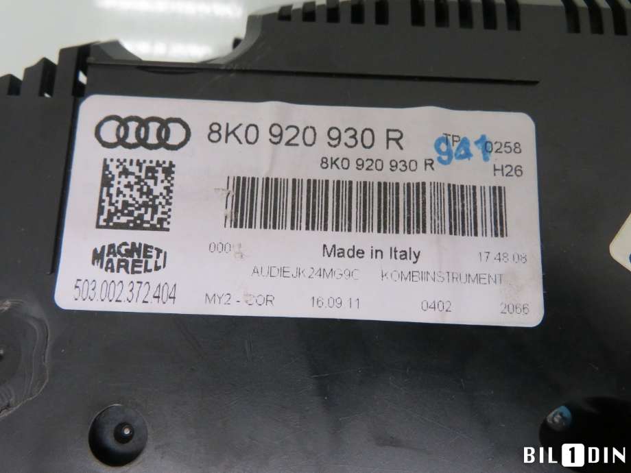 Instrumentpanel til Audi A4, Allroad 2009-2016 (Type I) (B8) (B8) (AUDI|8K0920930R|)