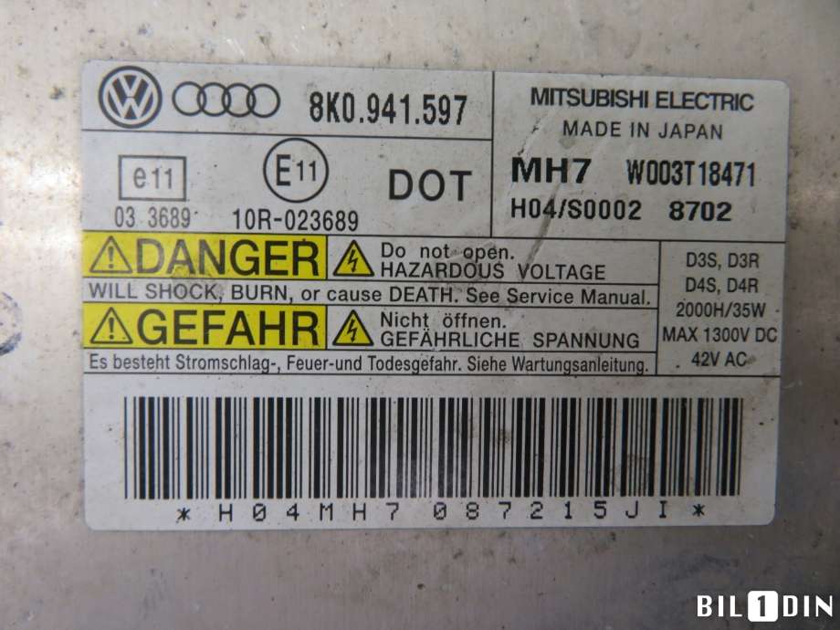 Styreenhet xenon/ballast til Audi A4, Allroad 2009-2016 (Type I) (B8) (B8) (AUDI|8K0941597E|)