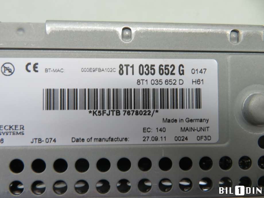 Bilstereo til Audi A4, Allroad 2009-2016 (Type I) (B8) (B8) (AUDI|8T1035652HX||8T1035652G)