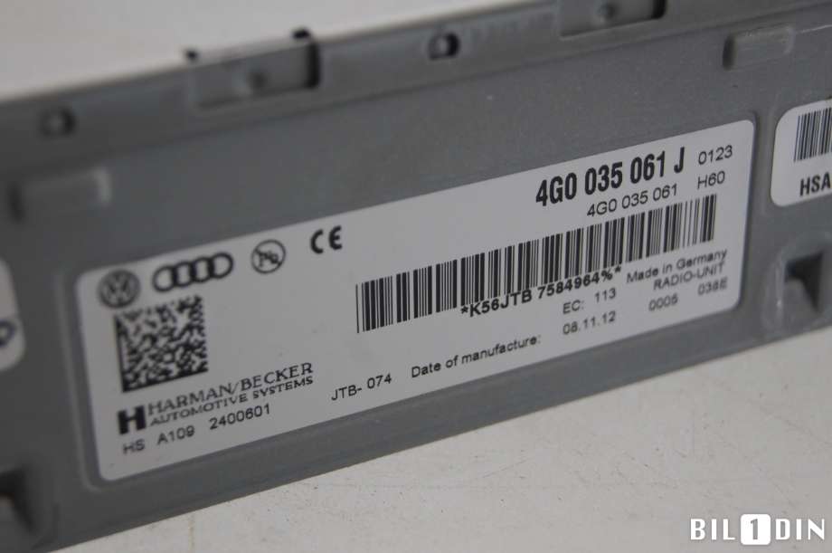 Bilstereo til Audi A4 2007-2014 (Type IV) (B8) (B8) (AUDI|4G0035061M||4G0035061J)