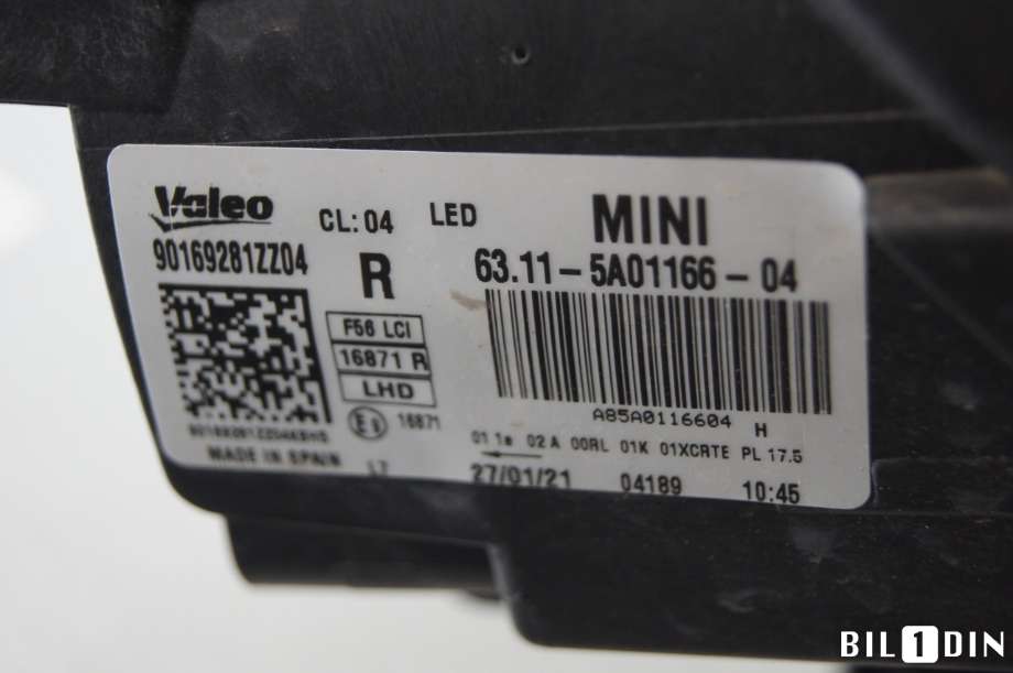 Frontlykt høyre halogen til Mini One/Cooper 2014-->> (F54-57) (F54-57) (MINI|63118737600|)