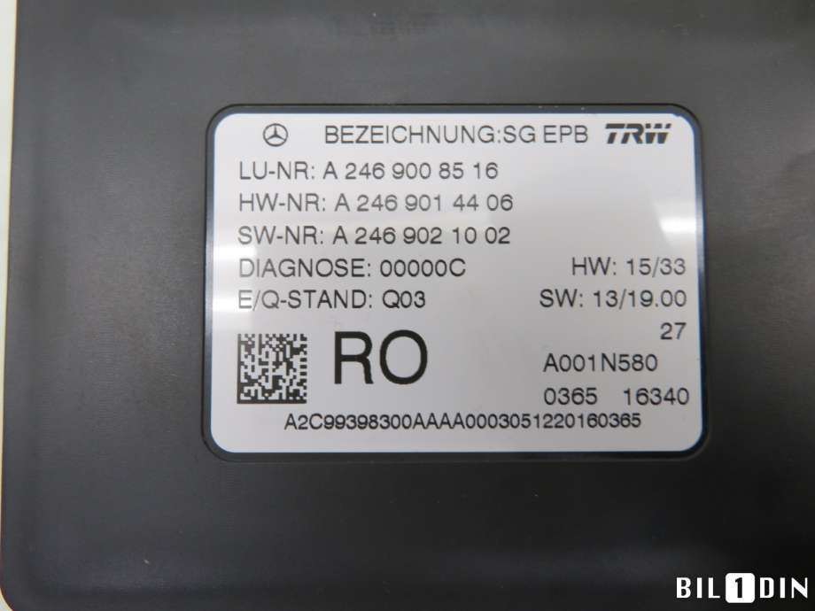 Styreenhet elektrisk parkbrems (EPB - Electric Parking Brake) til Mercedes CLA 2013-2019 (C117) (C117) (MERCEDES|A2469008516|)
