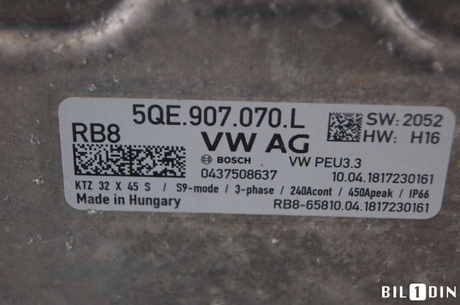 Inverter elbil til VW e-Golf 2017-2020 (Fase 2)  (VOLKSWAGEN|5QE907070L|)