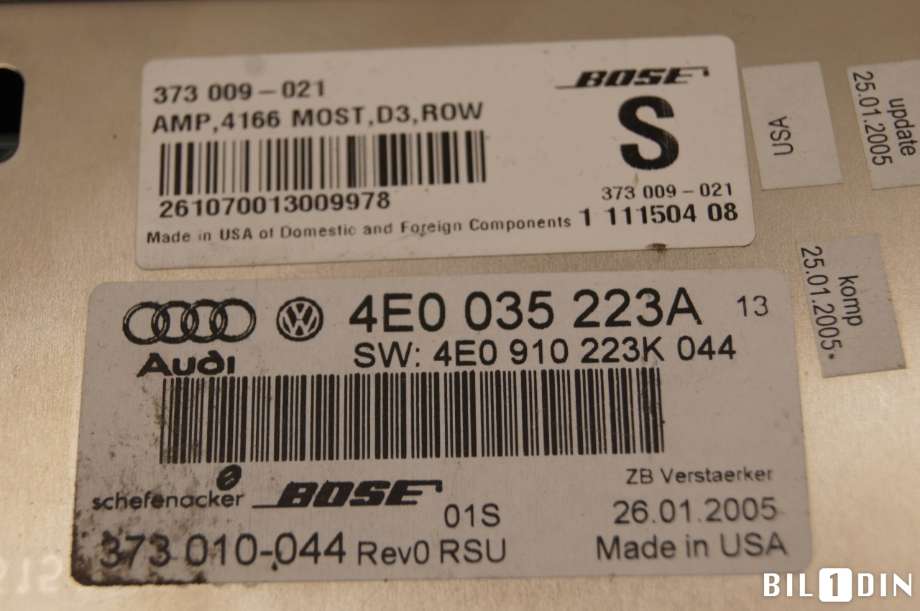 Bilstereo forsterker til Audi A8 2003-2010 (Type II) (AUDI|4E0910223K|)