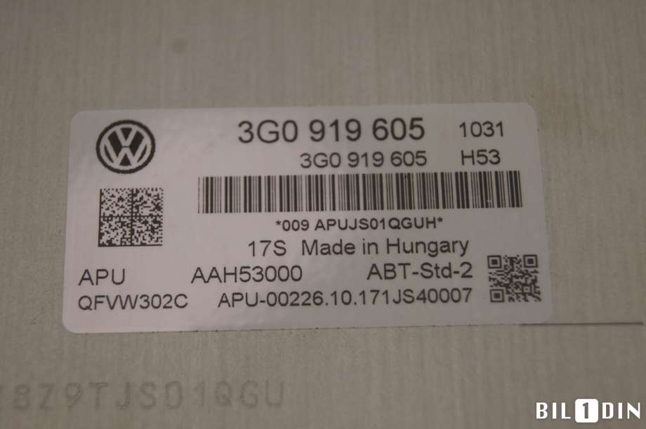 Multimedia display (MCU - Media Controller Unit) til VW e-Golf 2014-2017 (Fase 1) (VOLKSWAGEN|3G0919605|)
