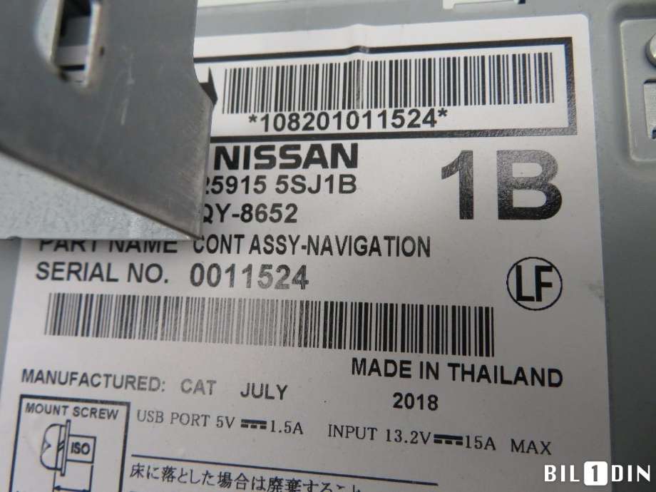 Bilstereo til Nissan Leaf 2018-->> (Type II)  (NISSAN|259155SJ1B|)
