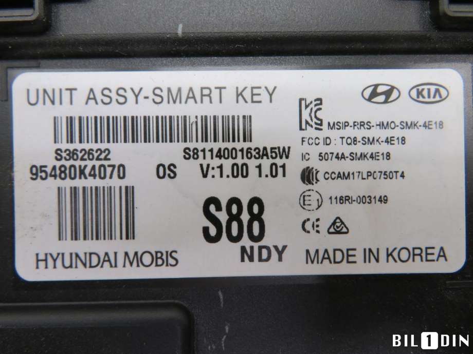 Styreenhet nøkkelfri/keyless til Hyundai Kona 2017-2021 (Type I, Fase 1)  (HYUNDAI|95480K4070|)