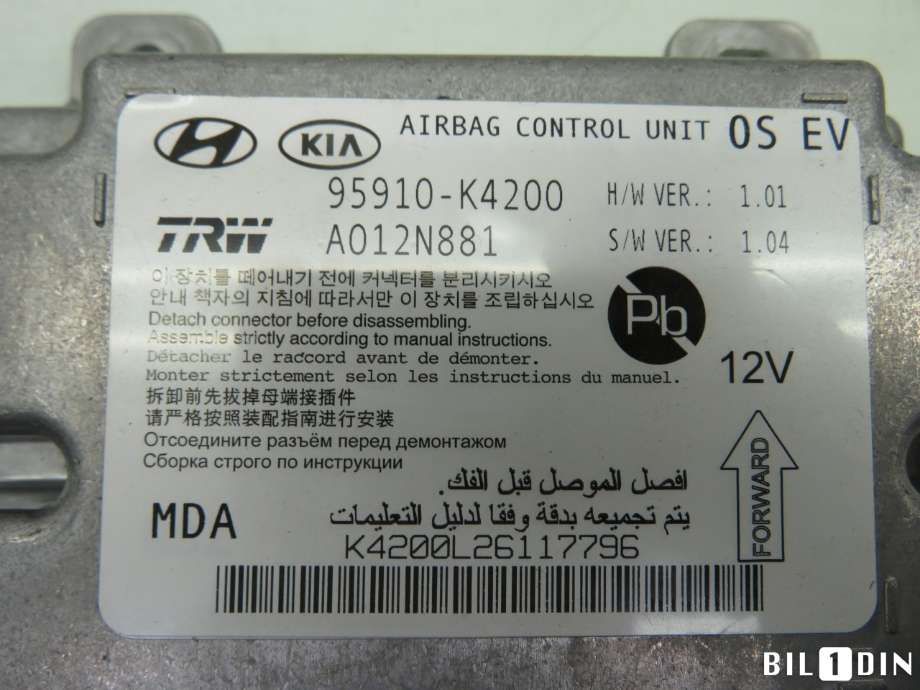 Airbag elektronikk til Hyundai Kona 2017-2021 (Type I, Fase 1)  (HYUNDAI|95910K4200|)