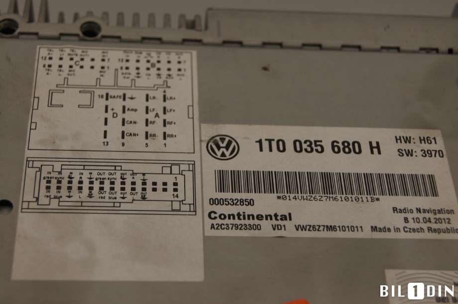 Bilstereo til VW Passat 2011-2015 (B7) (B7) (VOLKSWAGEN|1T0035680H|)