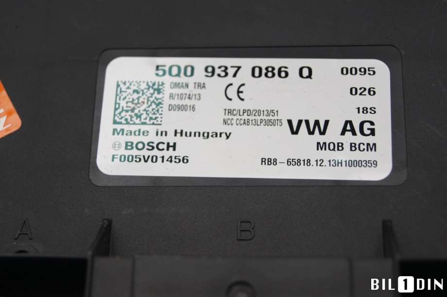 Styreenhet comfort (BCM) til Škoda Octavia 2013-2016 (Type III, Fase 1)  (SKODA|5Q0937086Q000||5Q0937086Q)