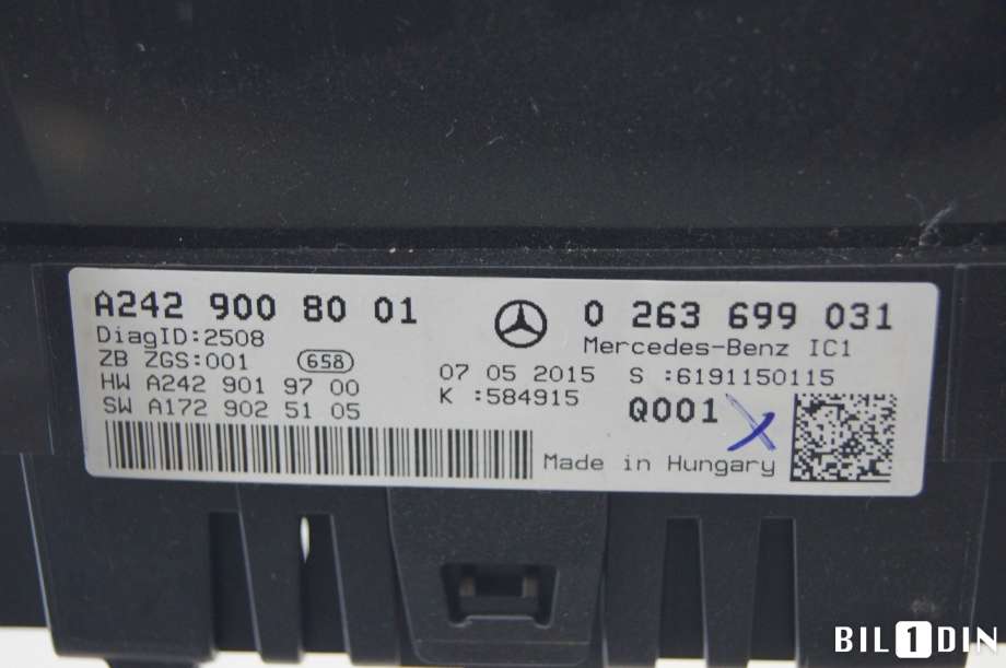 Instrumentpanel til Mercedes B-Klasse 2011-2018 (W246) (W246) (MERCEDES|A2429008001|)