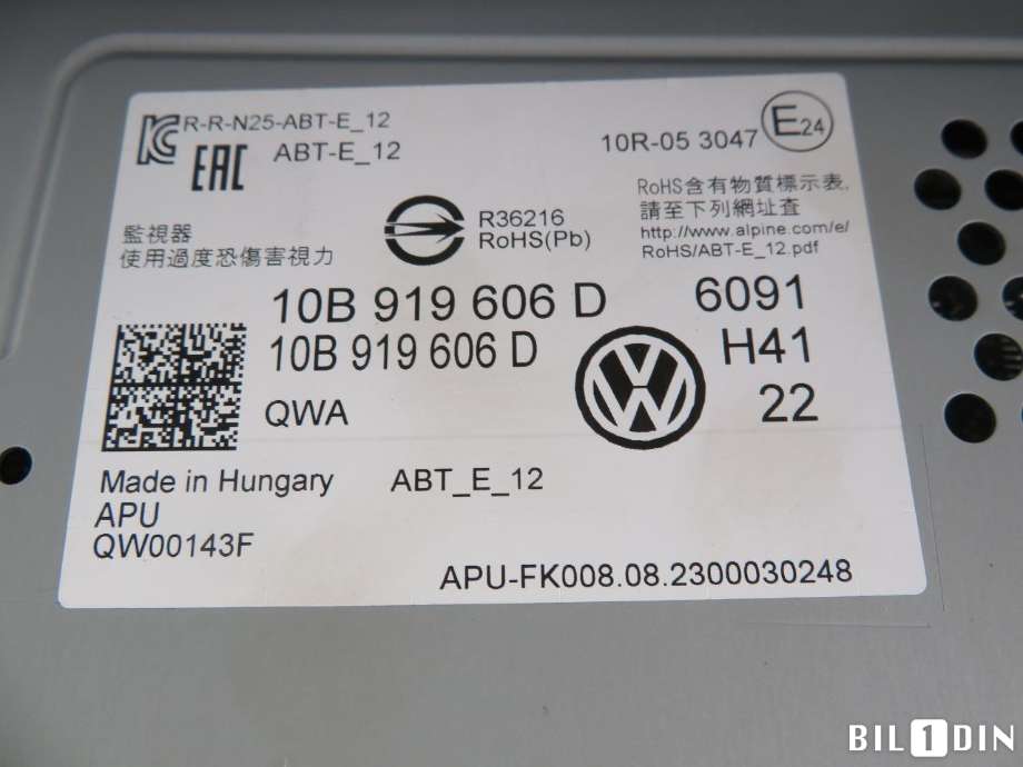 Instrument kjørecomputer til VW ID.4 2020-->>  (VOLKSWAGEN|10B919606D|)