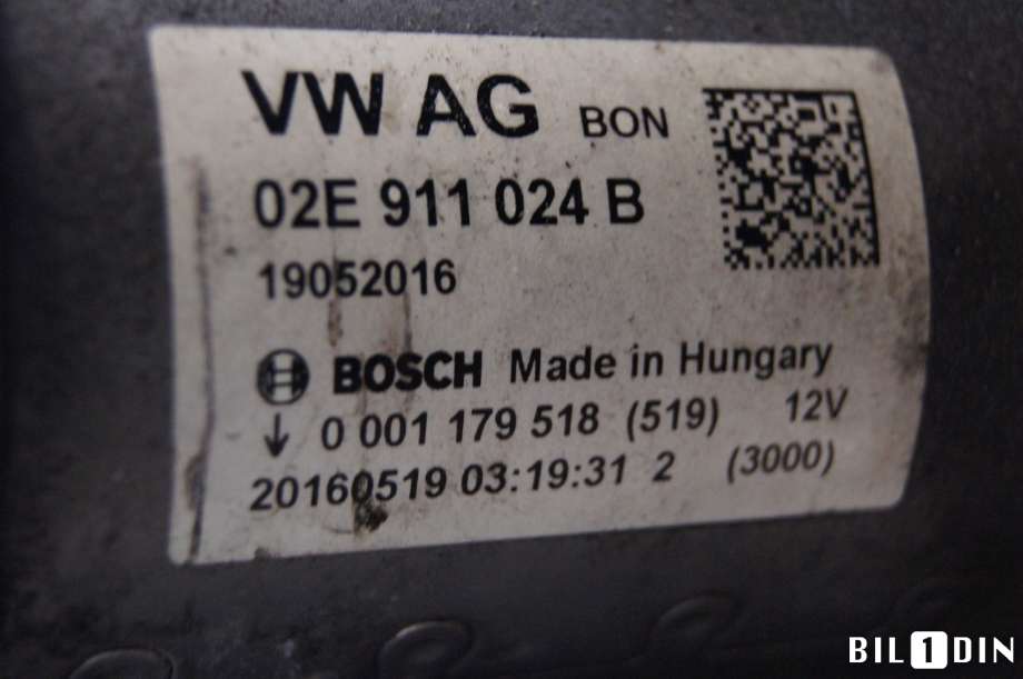 Starter til Škoda Octavia 2013-2016 (Type III, Fase 1)  (SKODA|02E911024B|)
