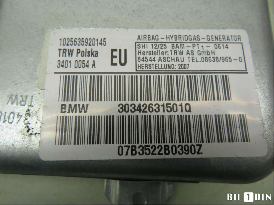 Airbag sidepute venstre til BMW X3 2007-2010 (Fase 2) (E83) (E83) (BMW|72123426315|)