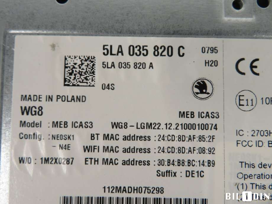 Bilstereo navigasjon til Škoda Enyaq 2021-->>  (SKODA|5LA035820R||5LA035820C)