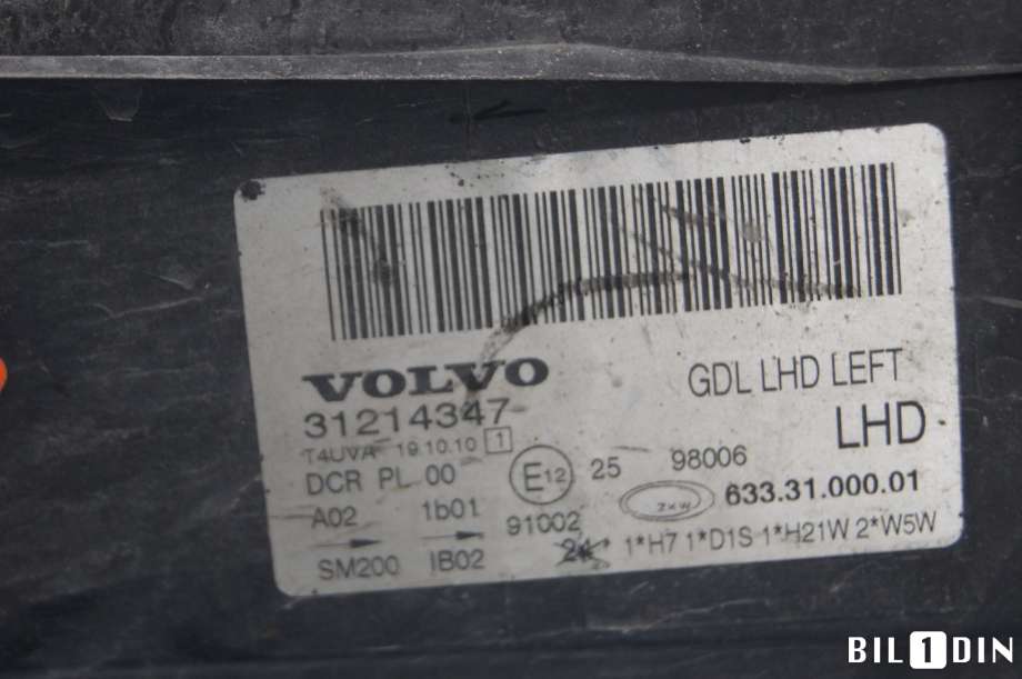 Frontlykt venstre xenon til Volvo V70 2007-2013 (Type III, Fase 1) (VOLVO|31214415|)