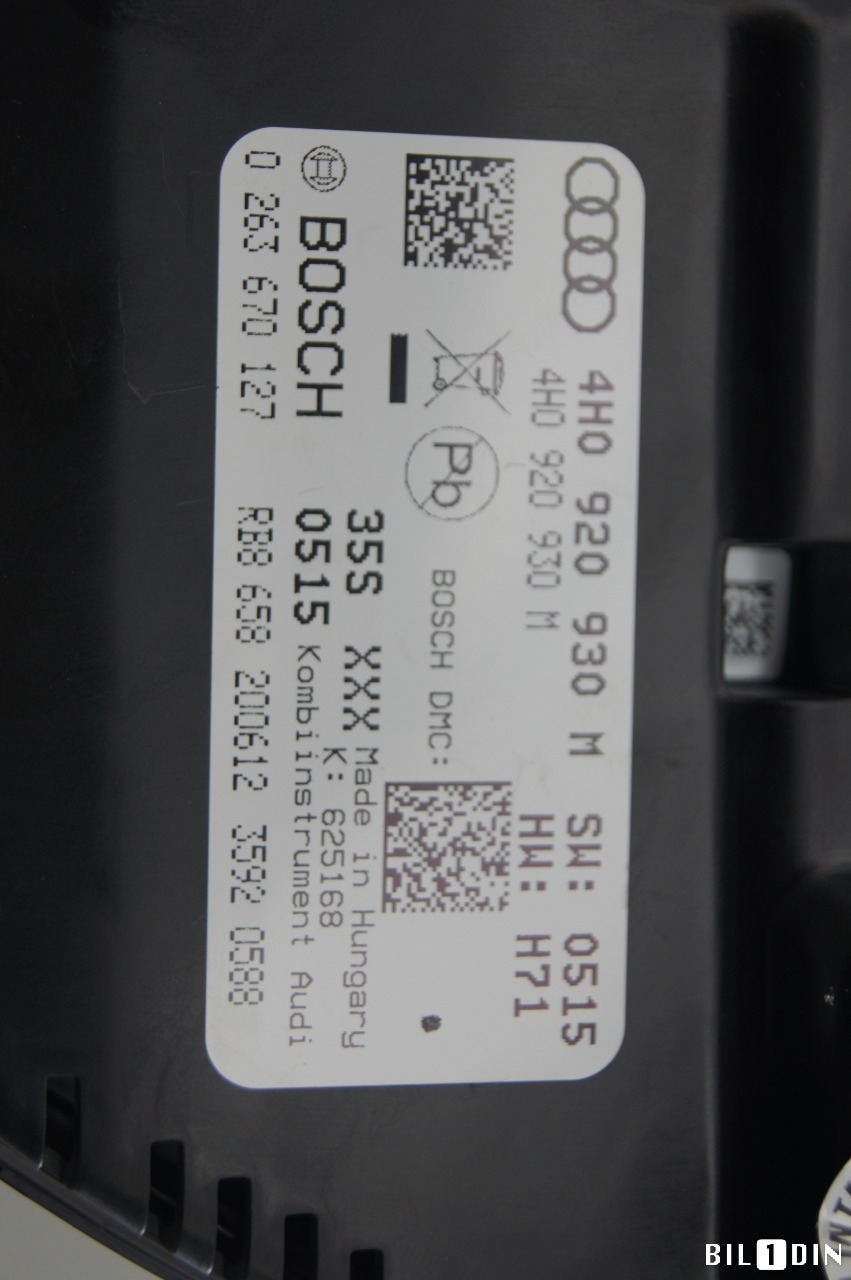 Instrumentpanel til Audi A8 2010-2013 (Type III, Fase 1)  (AUDI|4H0920930MX||4H0920930M)