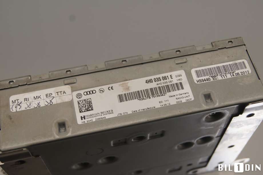 Bilstereo til Audi A8 2010-2013 (Type III, Fase 1) (AUDI|4H0035061E|4H0035061EX|)