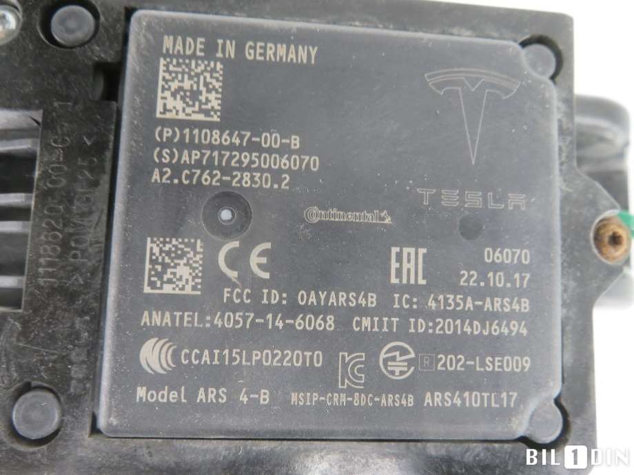 Sensor radar til Tesla Model X 2016-->>  (TESLA|110864700B|)