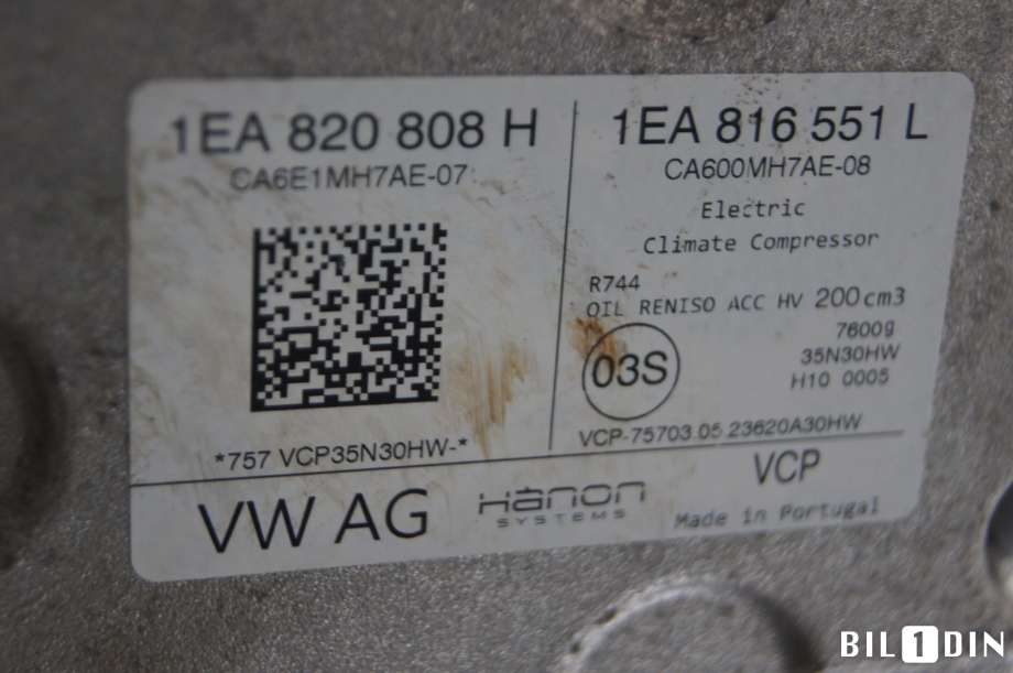 Aircondition kompressor til VW ID.4 2020-->>  (VOLKSWAGEN|1EA820808H|)