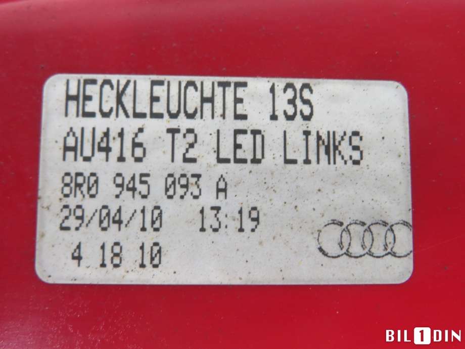 Baklykt venstre til Audi Q5 2008-2012 (Type I, Fase 1)  (AUDI|8R0945093A|)