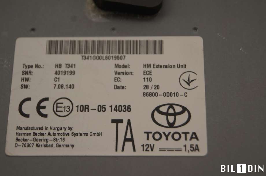 Bilstereo navigasjon til Toyota Yaris 2020-->> (Type IV) (TOYOTA|868000D010|)