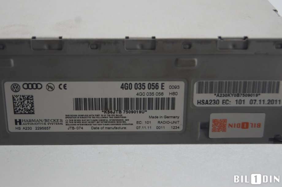 Bilstereo til Audi Q3 2011-2014 (Type I, Fase 1) (AUDI|4G0035056E|4G0035056EX|)