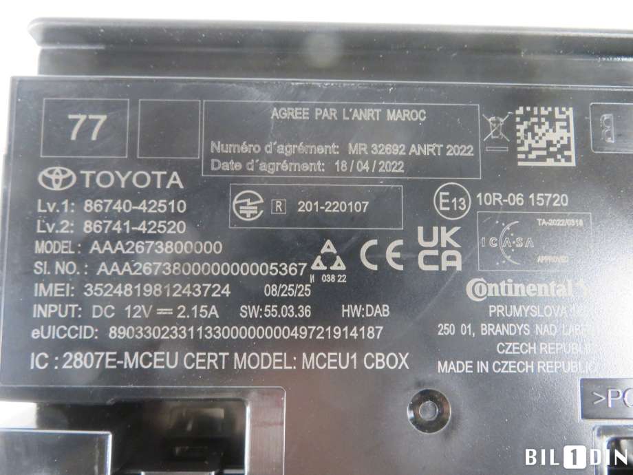 Styreenhet diverse til Toyota bZ4X 2022-->>  (TOYOTA|8674042510|)